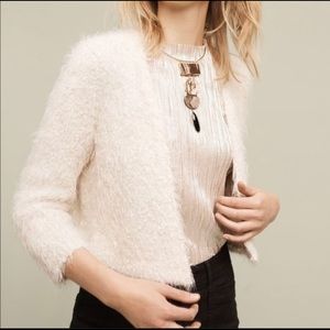 Anthro Knitted and Knotted Faux Fur Cardigan
